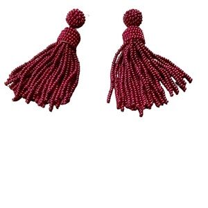 Sugarfix Women’s Burgundy Beaded Tassel Earrings